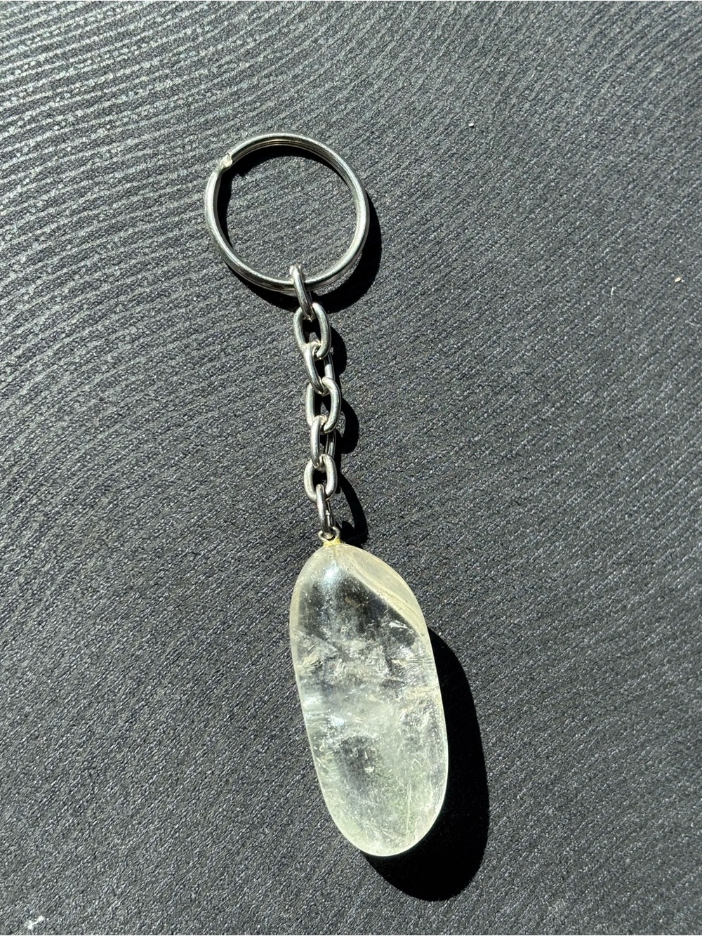 Clear Crystal Stone Keychain Pendant Silvertone Chain